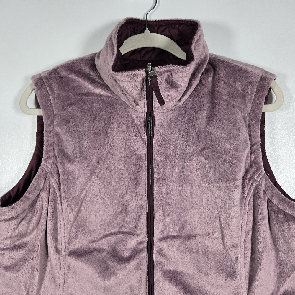 Free Country Purple Reversible Fleece Quilted Puffler Zip Front Vest Size Large - Picture 10 of 14